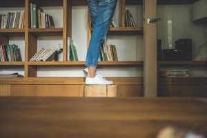 polka z ksiazkami w salonie