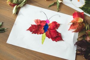 motyl z kolorowych lisci