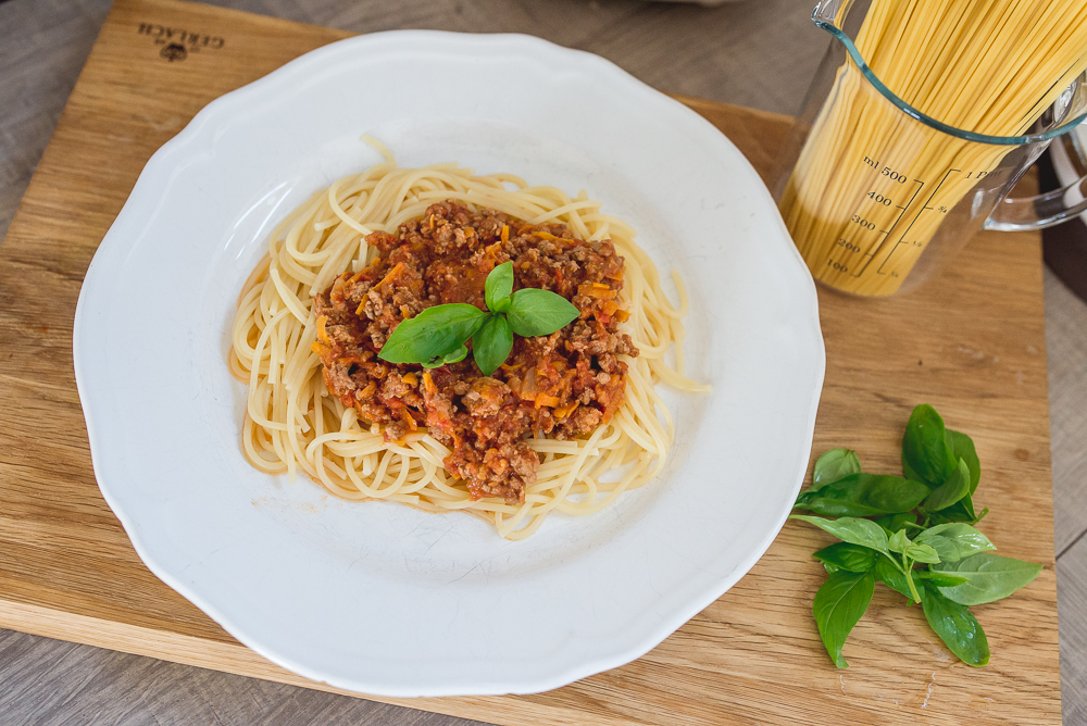spaghetti z marchewka